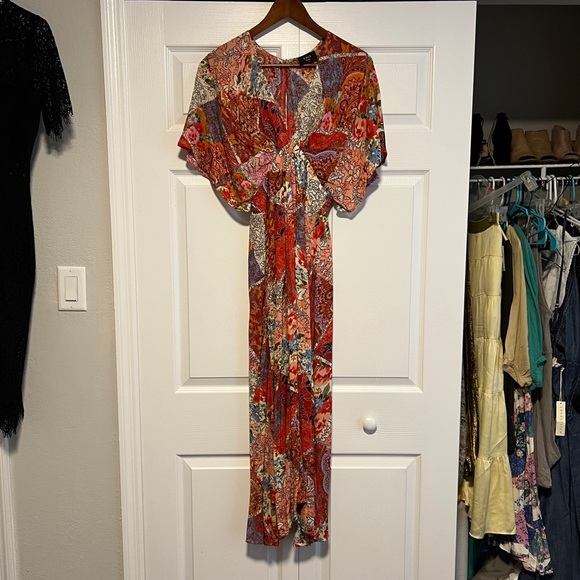 Vici Collection Fair And Square Patchwork Kimono Midi Dress - Small - Picture 2 of 6